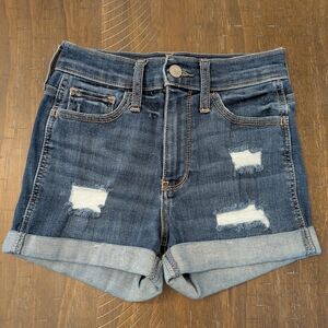 Hollister Blue Distressed Stretch Denim Shorts